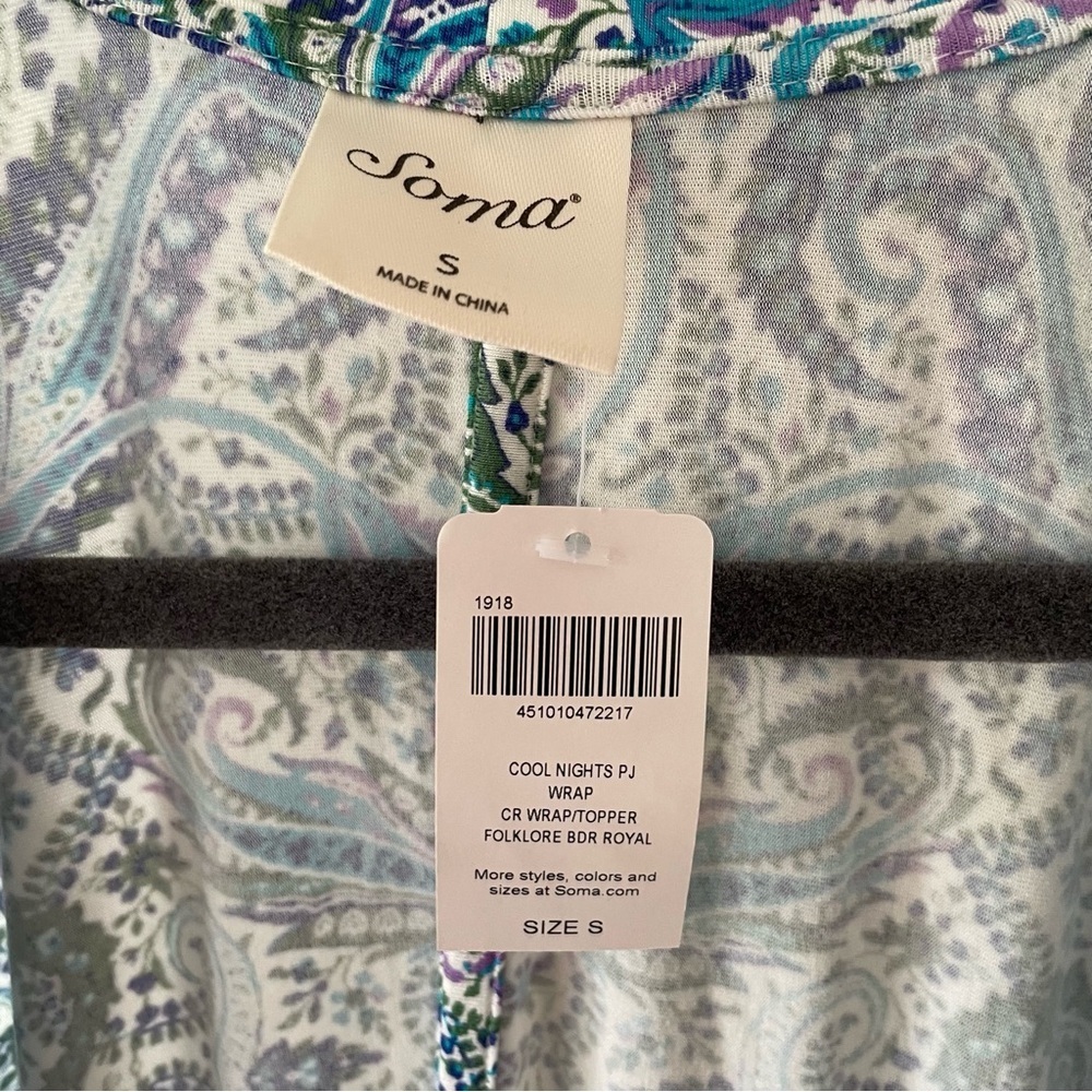 Soma COOL NIGHTS Kimono Pajama Wrap Folklore Bdr Royal - Picture 4 of 9